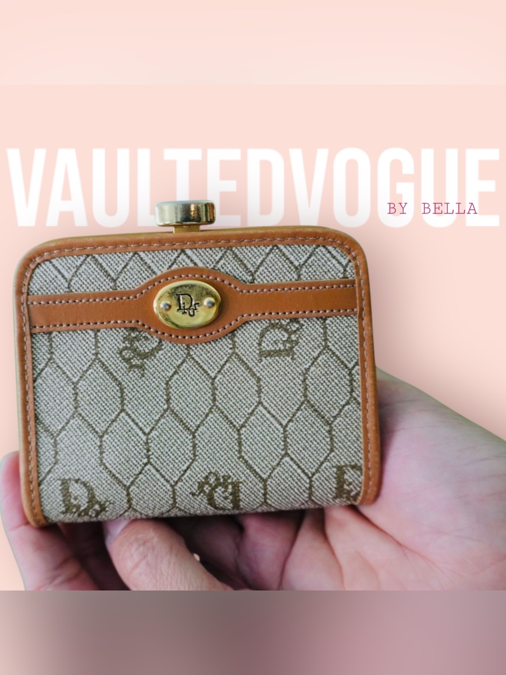 Vintage Dior Trotter Monogram Kiss-Lock Coin Purse